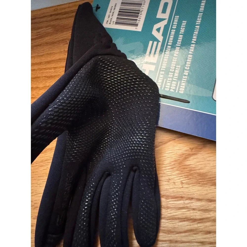 HEAD Women's Touchscreen Compatible Running Gloves Black Size Large NWT Active